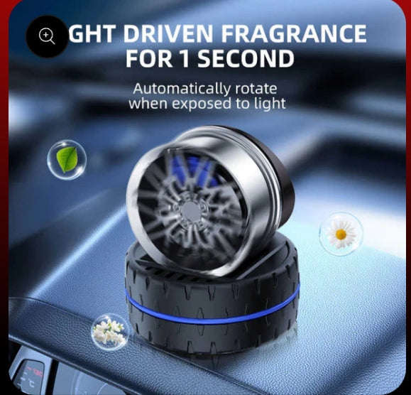 Solar rotating wheel car aroma with air freshner