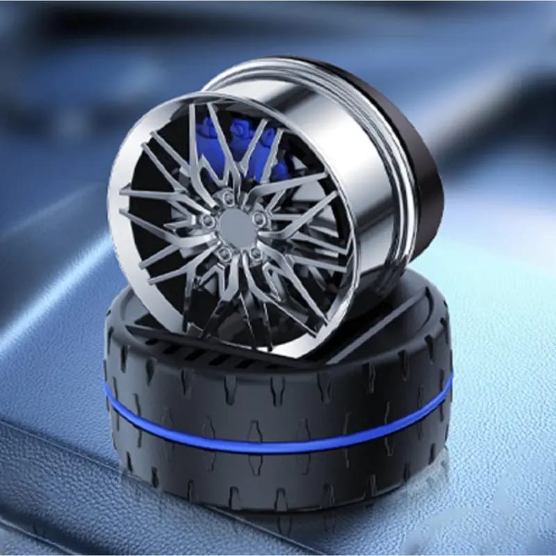 Solar rotating wheel car aroma with air freshner