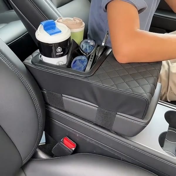 Multi-Function Car Armrest Cushion with Built-In Cup Holder and Tissue Box 🔥
